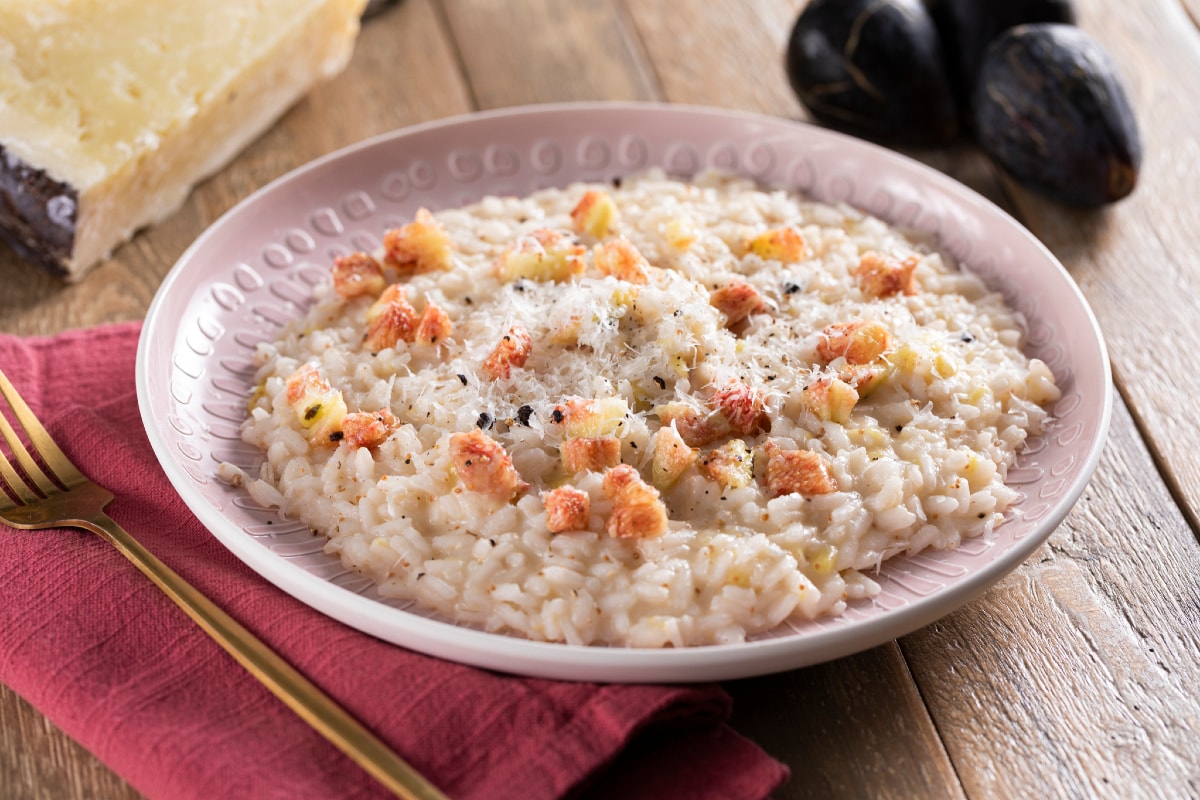 Risotto Cacio, Pfeffer und Feigen