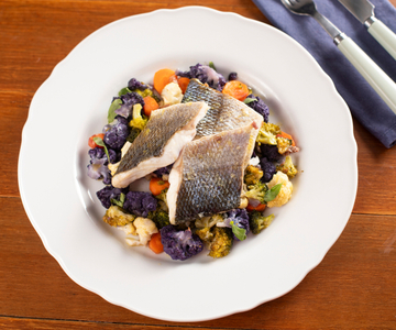 Im Ofen gebackene Wolfsbarschfilets