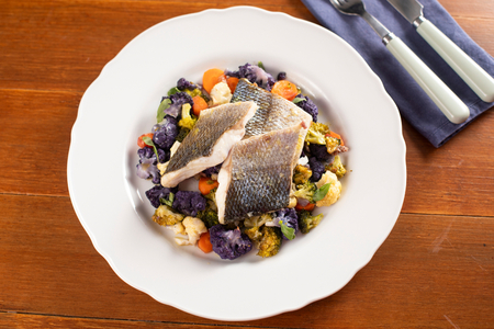 Im Ofen gebackene Wolfsbarschfilets