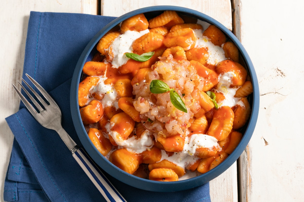 Gnocchi mit Garnelen und Stracciatella