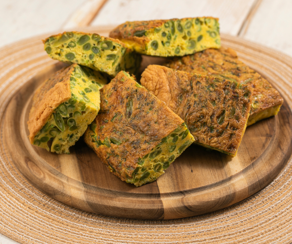 Omelett mit grünen Bohnen im Heißluftfritteuse