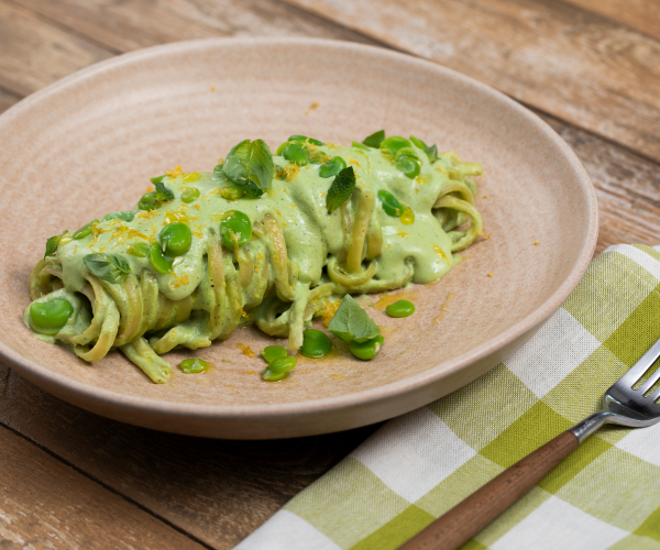 Cremige Pasta mit Saubohnen