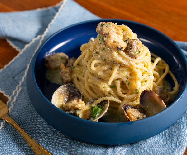 Spaghetti mit Zitronenpesto und Venusmuscheln