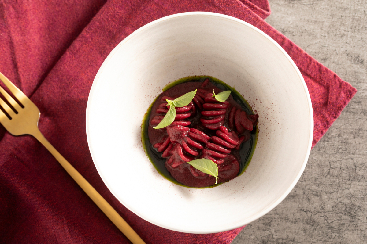 Fusilli mit Brombeeren