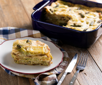 Lasagne aus Pane Carasau mit Spargel