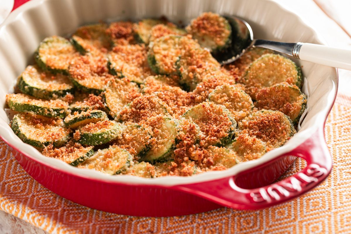 Zucchini mit Semmelbröseln und Parmesan aus dem Ofen