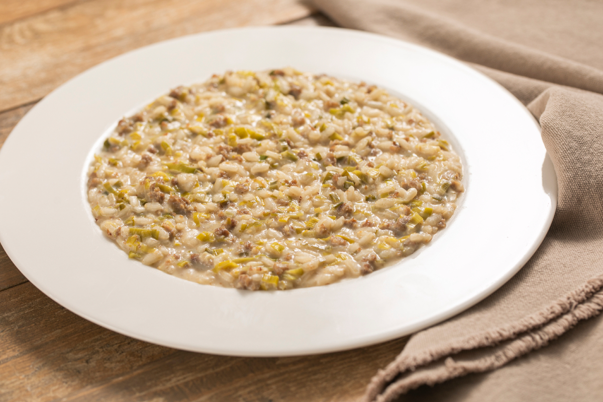 Risotto mit Lauch und Wurst