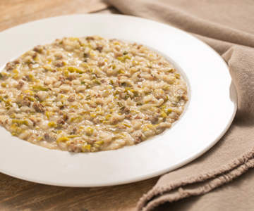 Risotto mit Lauch und Wurst