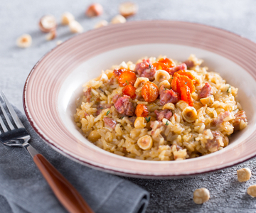 Risotto mit Karotten und Wurst