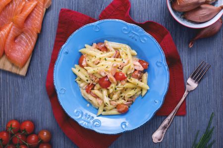 Penne mit Lachs und Wodka