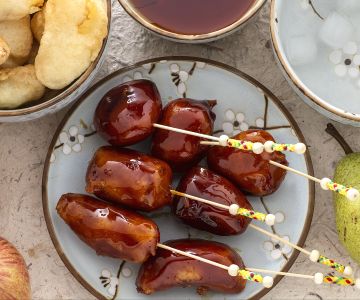 Karamellisierte frittierte Früchte