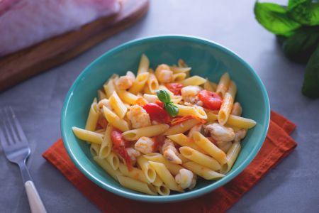 Penne mit Seeteufel und Kirschtomaten