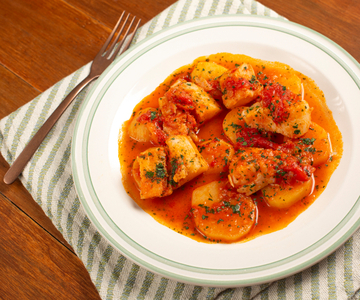 Bacalao in Sauce mit Kartoffeln