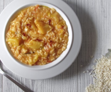 Reis mit Kartoffeln und Scamorza