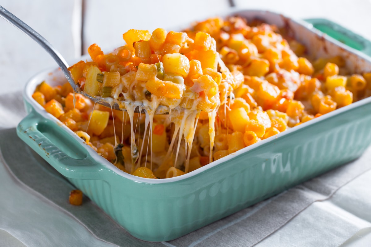 Überbackene Pasta mit Kartoffeln