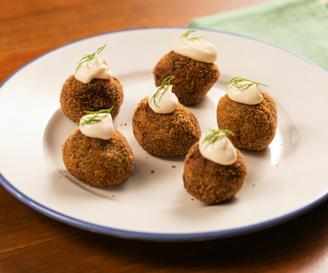 Agretti-, Spargel- und Zucchinibällchen