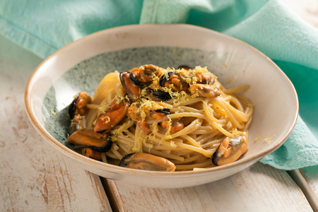 Spaghetti mit Miesmuscheln ohne Tomaten