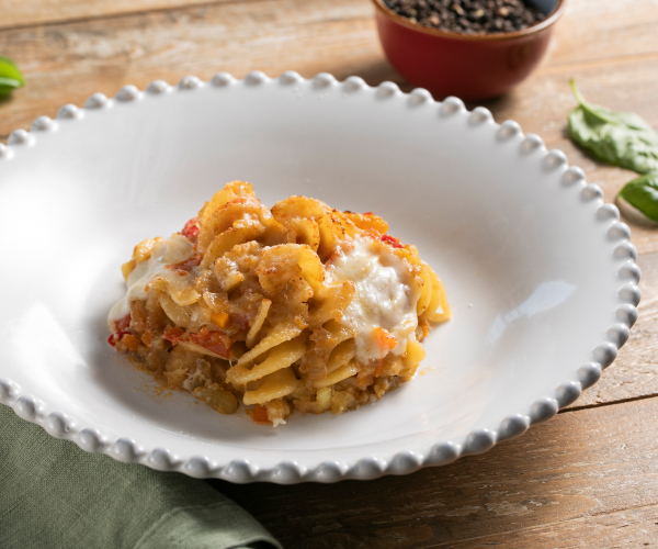 Überbackene Pasta mit Gemüse