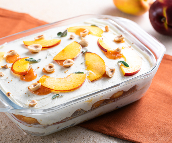 Pfirsich-Tiramisu ohne Eier