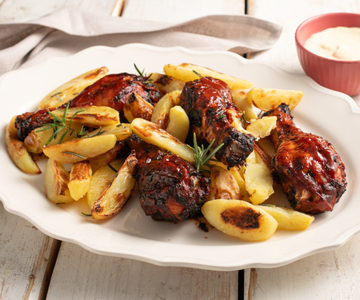 Hähnchenschenkel aus der Heißluftfritteuse mit BBQ-Sauce