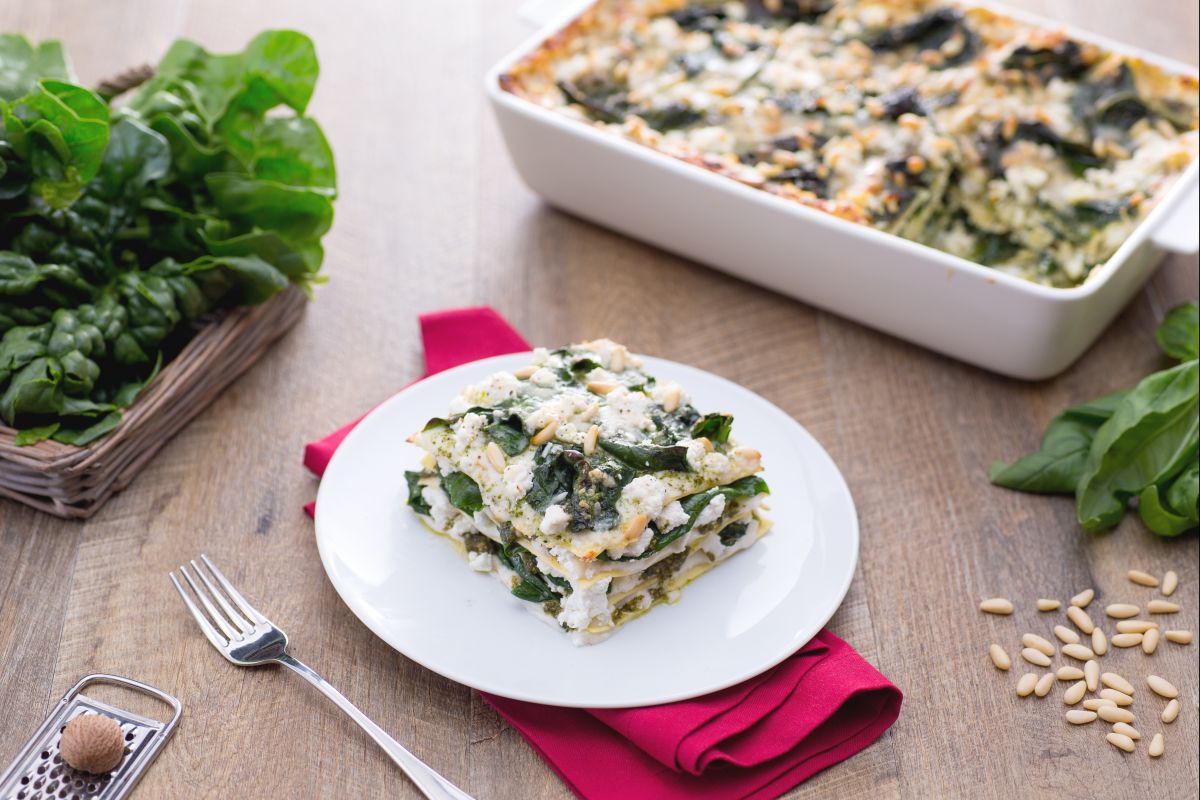 Lasagne mit Pesto-Creme, Ricotta und Spinat