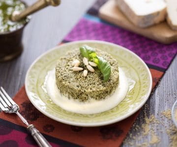 Couscous-Auflauf mit Pesto und Taleggio-Soße