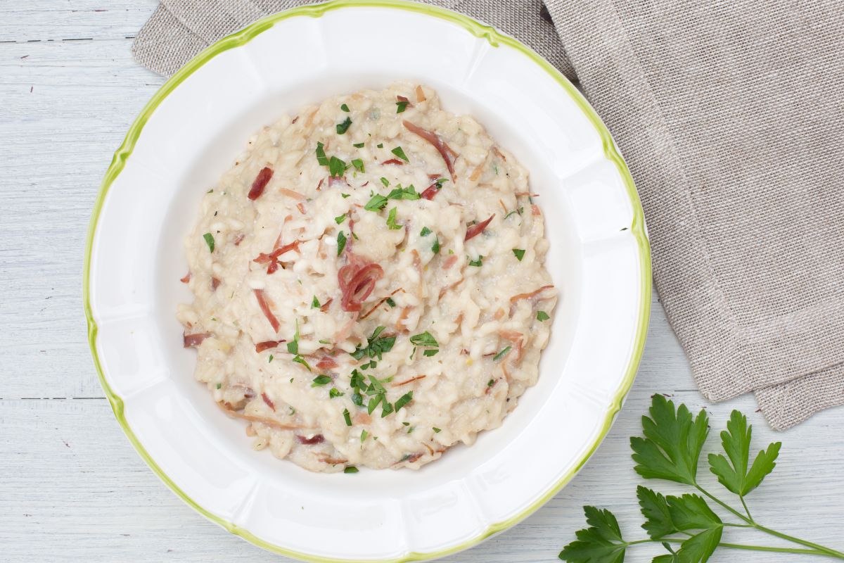 Risotto mit Bier und Speck