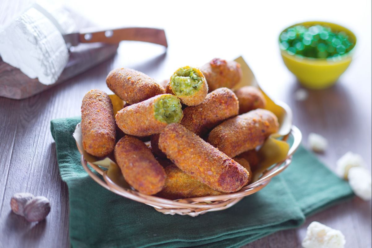 Erbsen- und Ricottakroketten