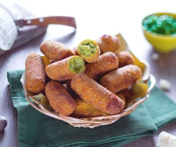 Erbsen- und Ricottakroketten