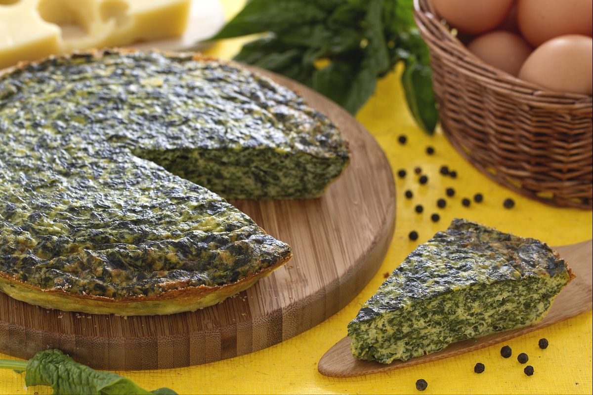 Omelett im Ofen mit Ricotta und Spinat