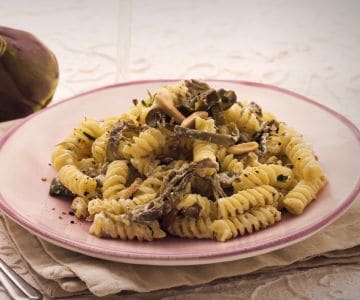 Fusilli mit Artischocken und Ziegenkäse