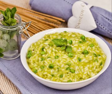 Risotto mit Erbsen und Minze