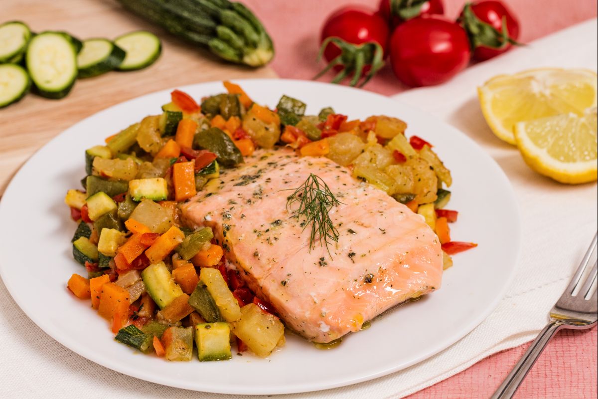 Gedämpfter Lachs