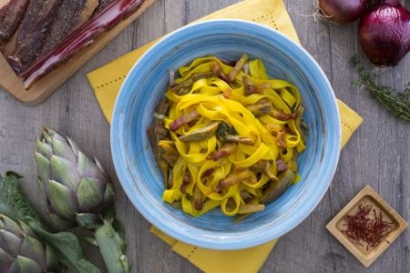 Fettuccine mit Artischocken und Speck