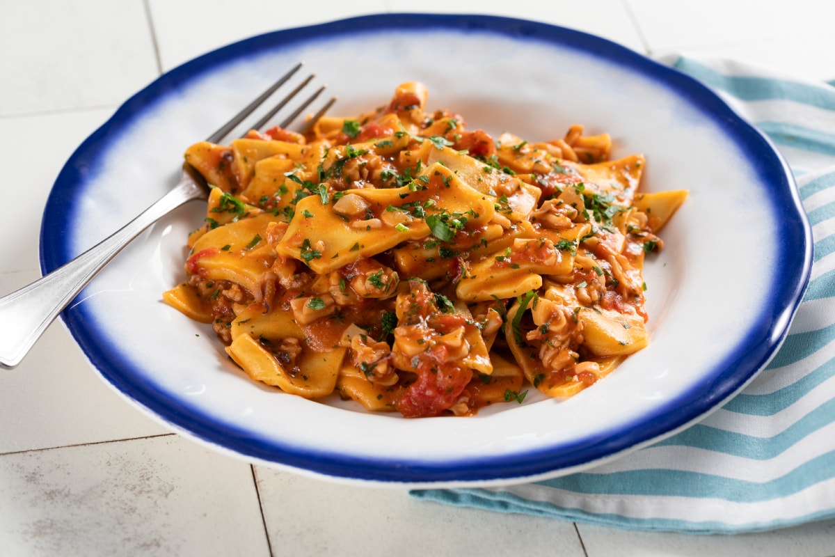 Maltagliati mit Sepiaragout