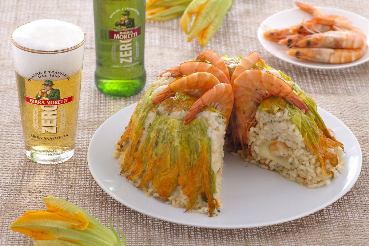 Reisring mit Mozzarella- und Garnelenkern