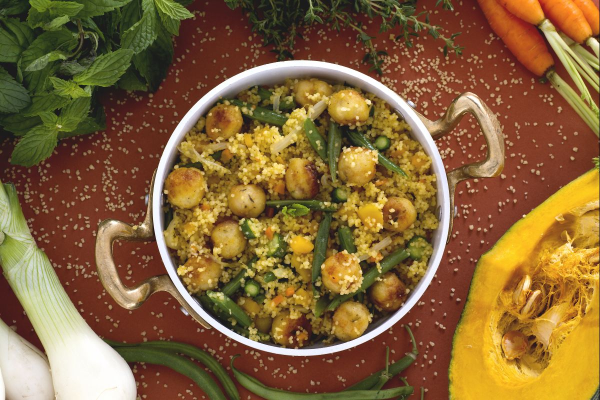 Couscous mit Gemüse und Fischbällchen