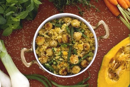 Couscous mit Gemüse und Fischbällchen