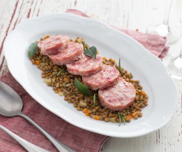 Kochwurst mit Linsen