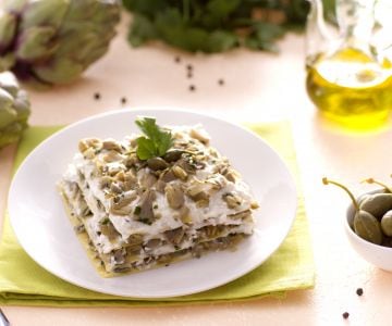 Lasagne mit Artischocken, Ricotta und Kapern
