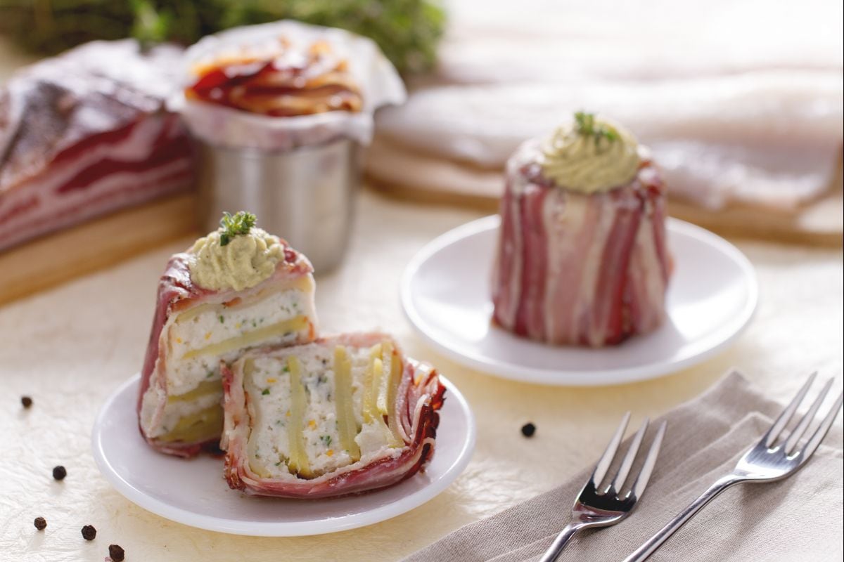 Kabeljau-Flan auf Artischockencreme