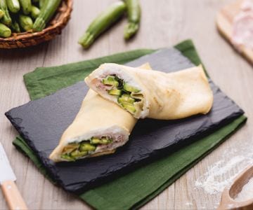 Crepes mit Zucchini, Kochschinken und Stracchino