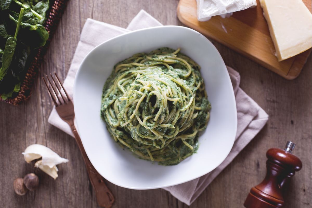 Spaghetti mit Ricotta und Spinat