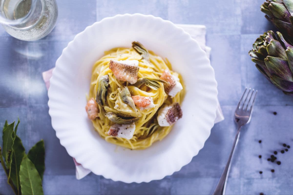 Spaghetti mit Knurrhahn und Artischocken