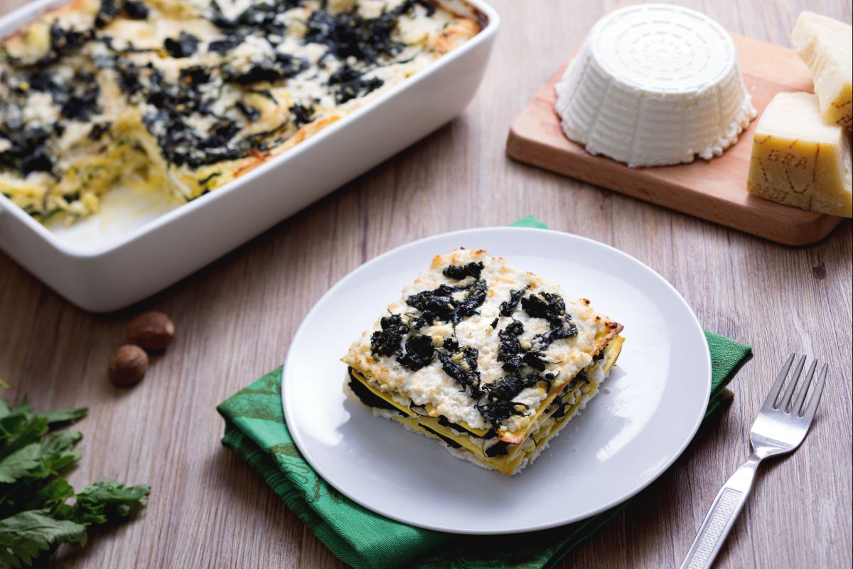 Lasagne mit Ricotta und Brennnesseln