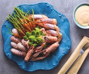 Krustentiere mit gedünstetem Gemüse und Zitrus-Mayonnaise