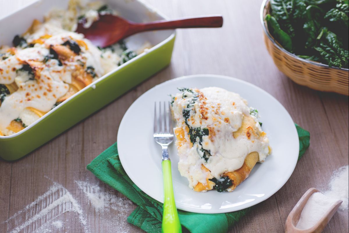 Crêpes mit Ricotta und Spinat