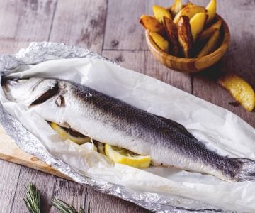 Seebarsch im Ofen mit Zitronenkartoffeln