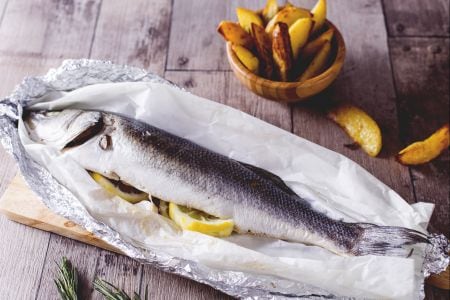 Seebarsch im Ofen mit Zitronenkartoffeln