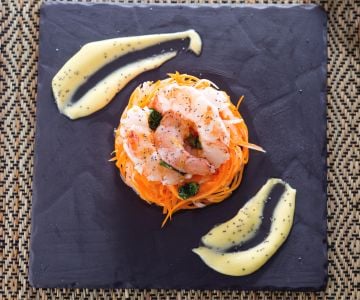 Daikon- und Garnelensalat